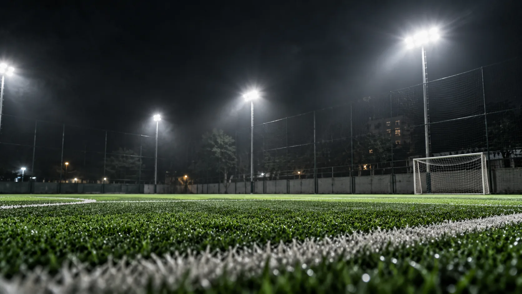 Floodlight towers over the turf