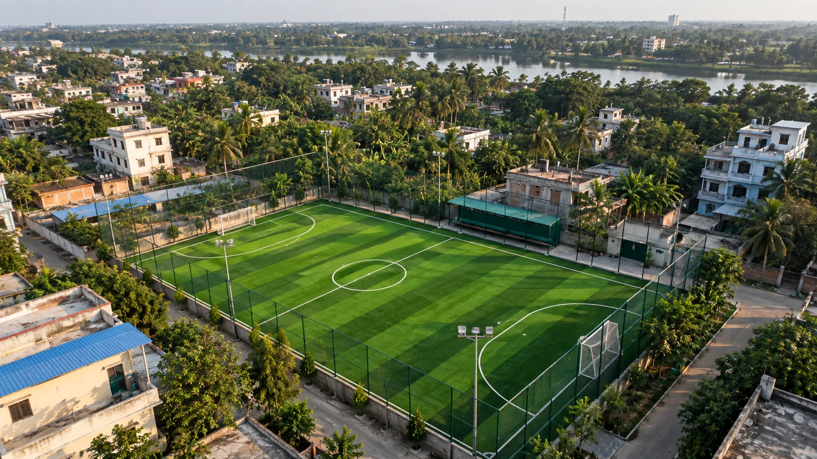 Aerial view of the football turf